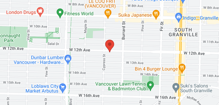 map of 1878 W 12TH AVENUE